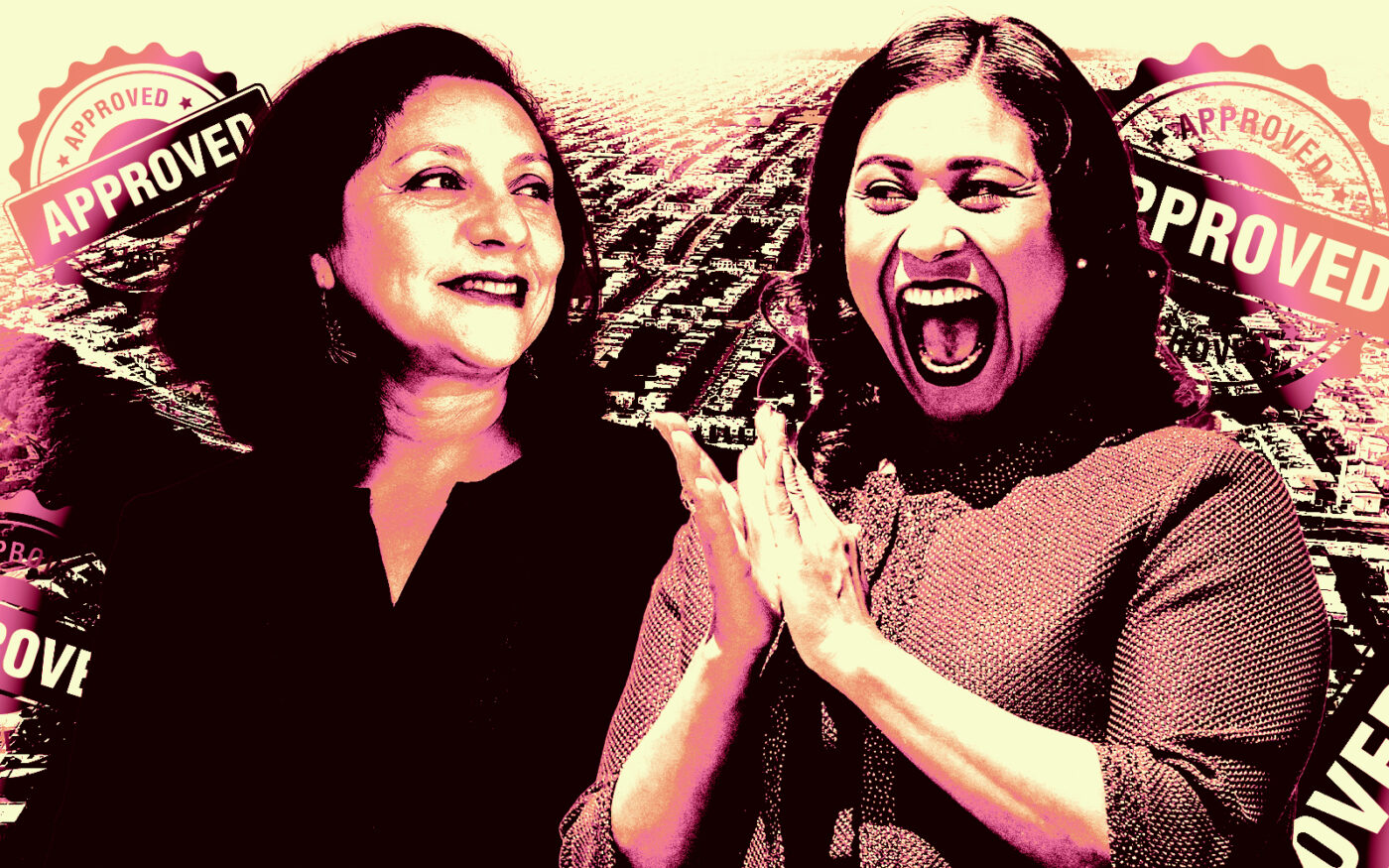 From left: Supervisor Myrna Melgar and Mayor of San Francisco London Breed along with San Francisco's Sunset District (Getty, Drngogo, CC BY-SA 4.0 - via Wikimedia Commons)